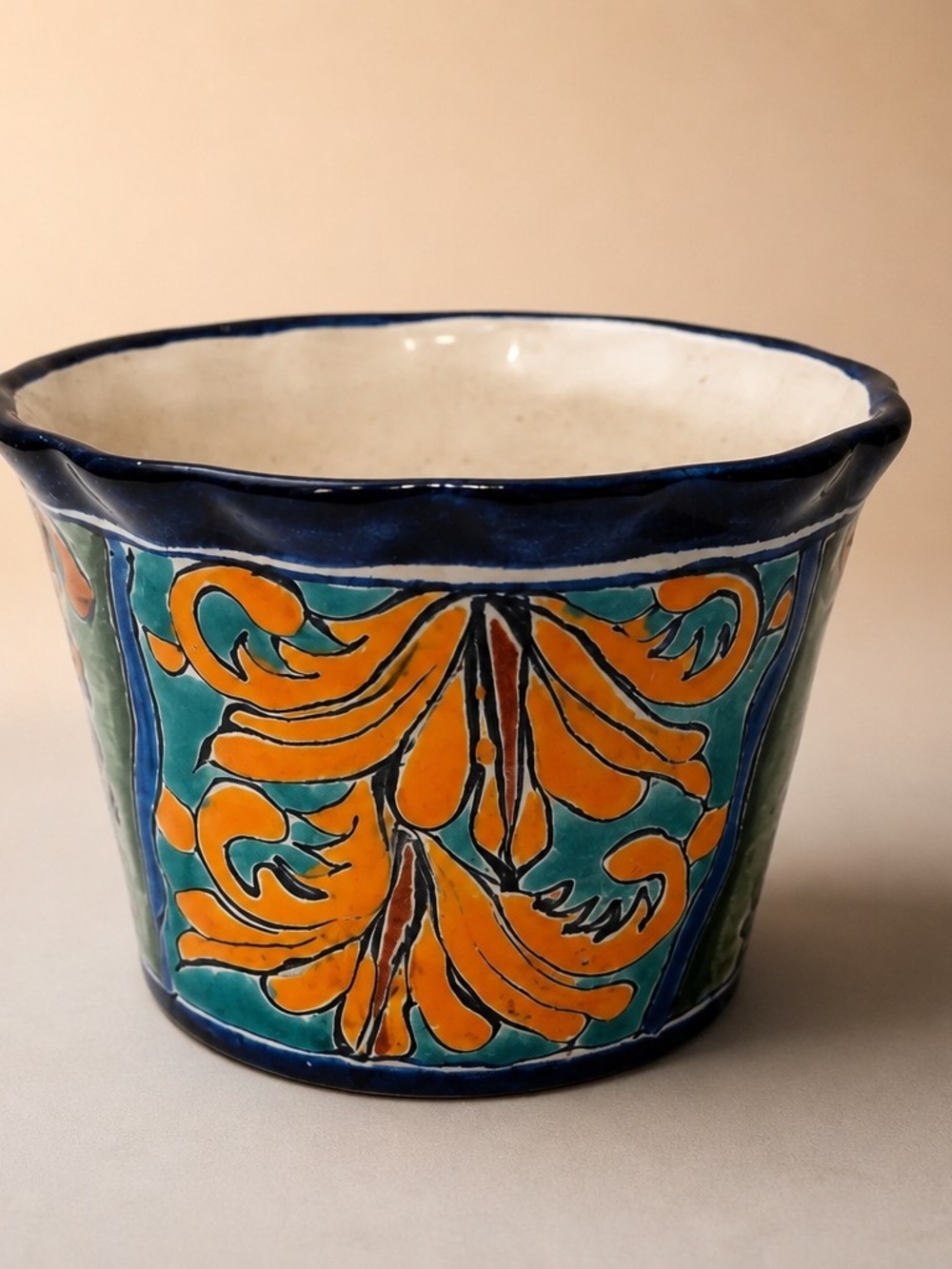 Vintage Talavera Mexican Pottery Planter